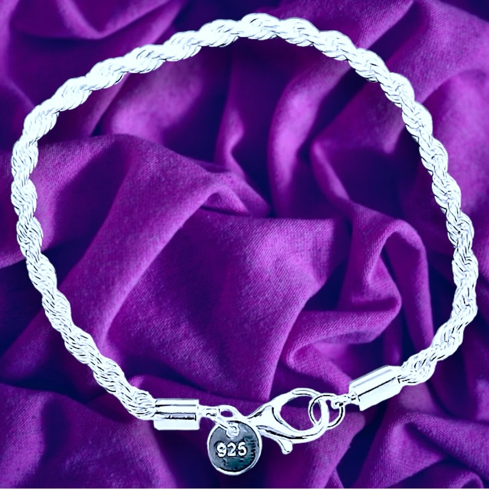 Sterling Silver bracelet Twist Rope Bracelet Chain New - Picture 13 of 14